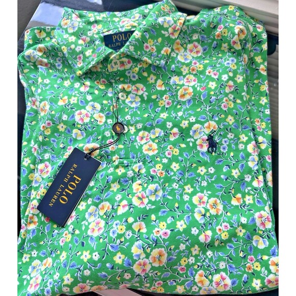 Polo Ralph Lauren Men's Classic-Fit Floral Soft Cotton Polo Shirt Green Multi M - Picture 5 of 10